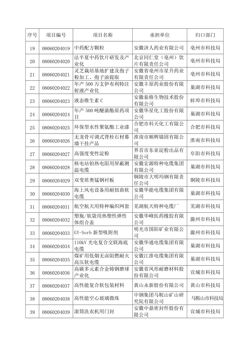 安徽省2010年度省级火炬计划项目表.doc_第2页