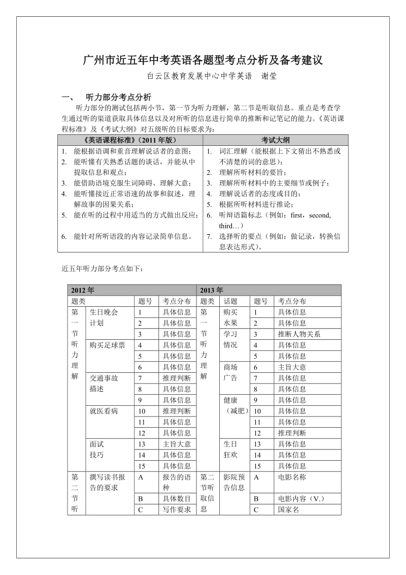 近五年中考英语考点分布(2014年版).doc_第1页