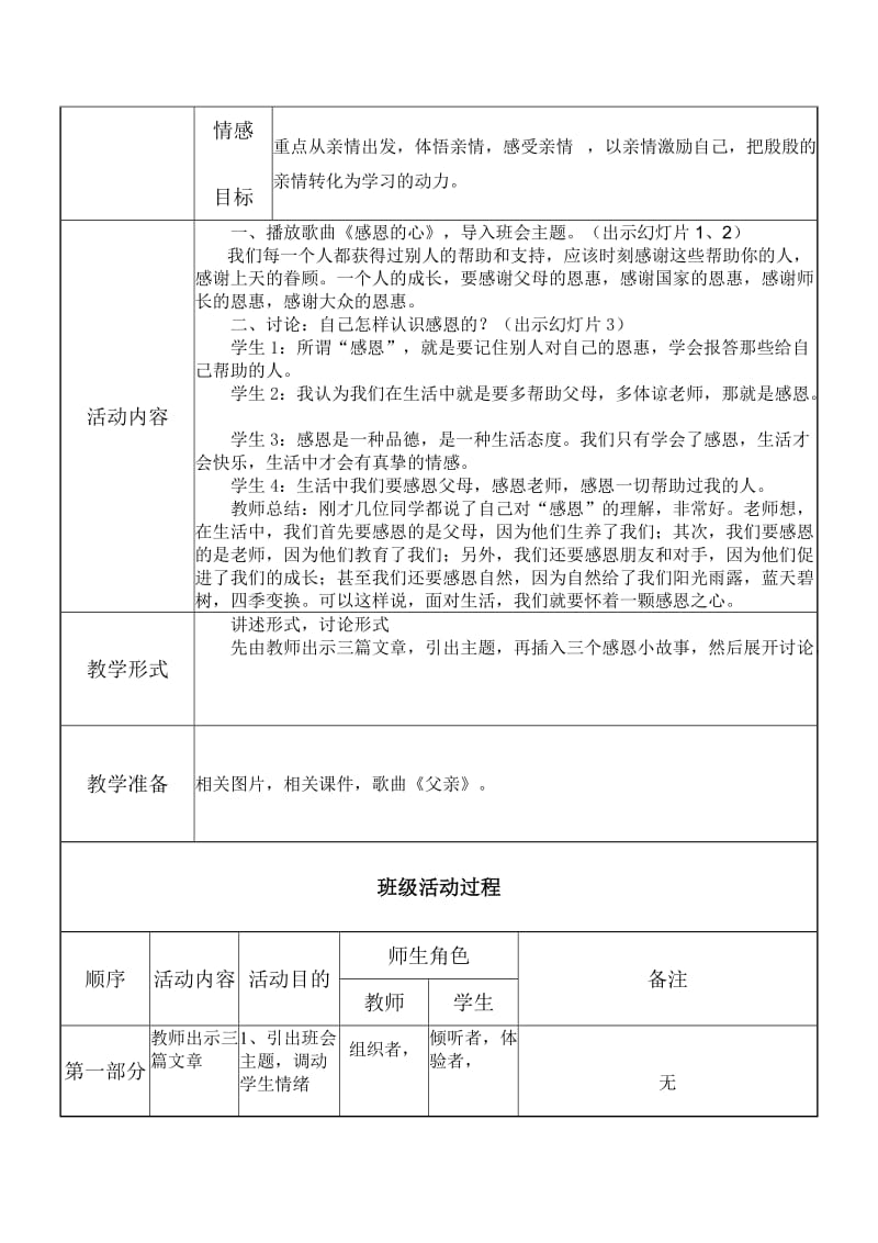 感恩教育班级主题活动方案.doc_第2页