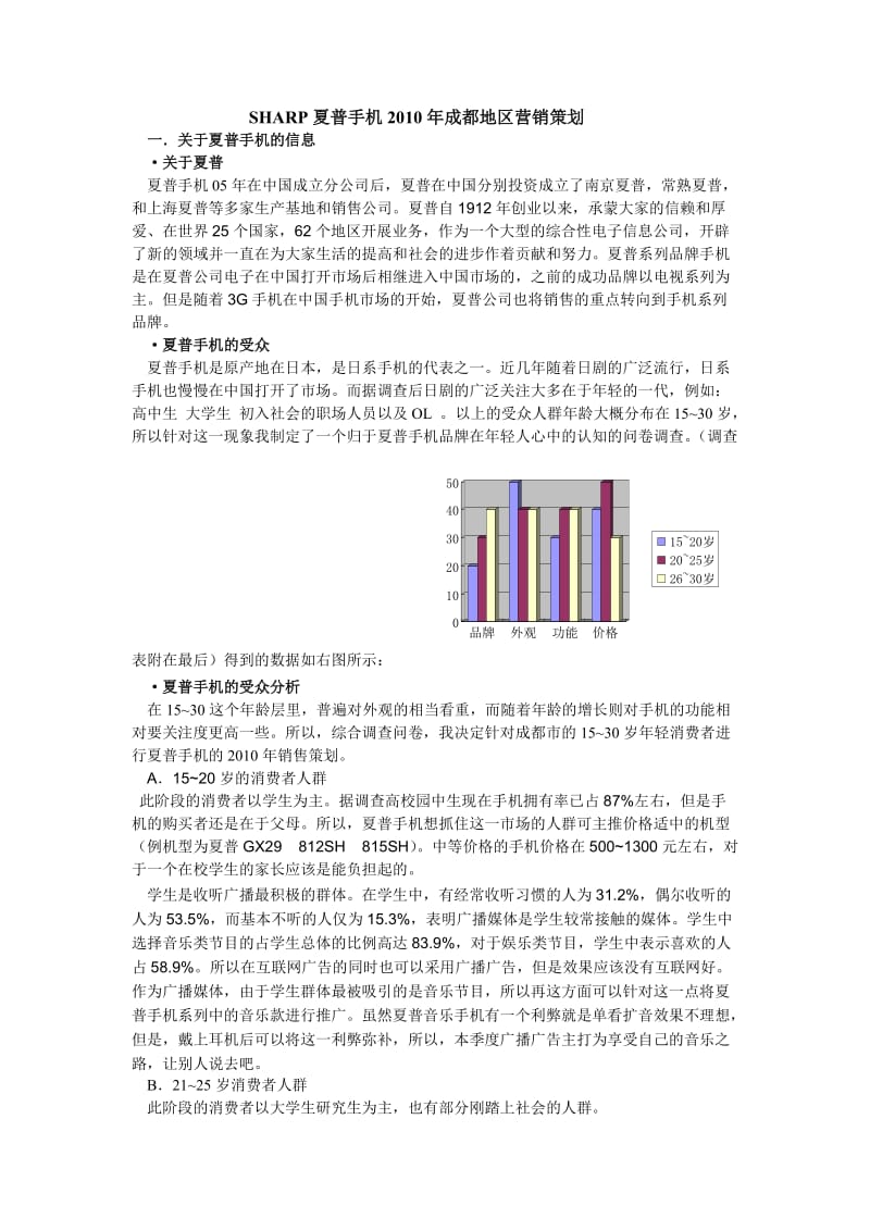 SHARP夏普手机2010年成都地区营销策划.doc_第1页