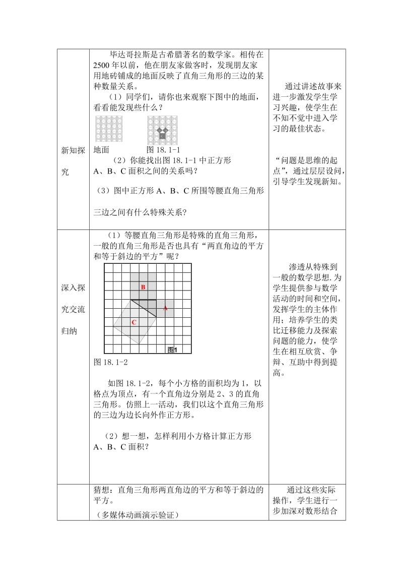 勾股定理教学设计及反思(马晓霞).doc_第3页