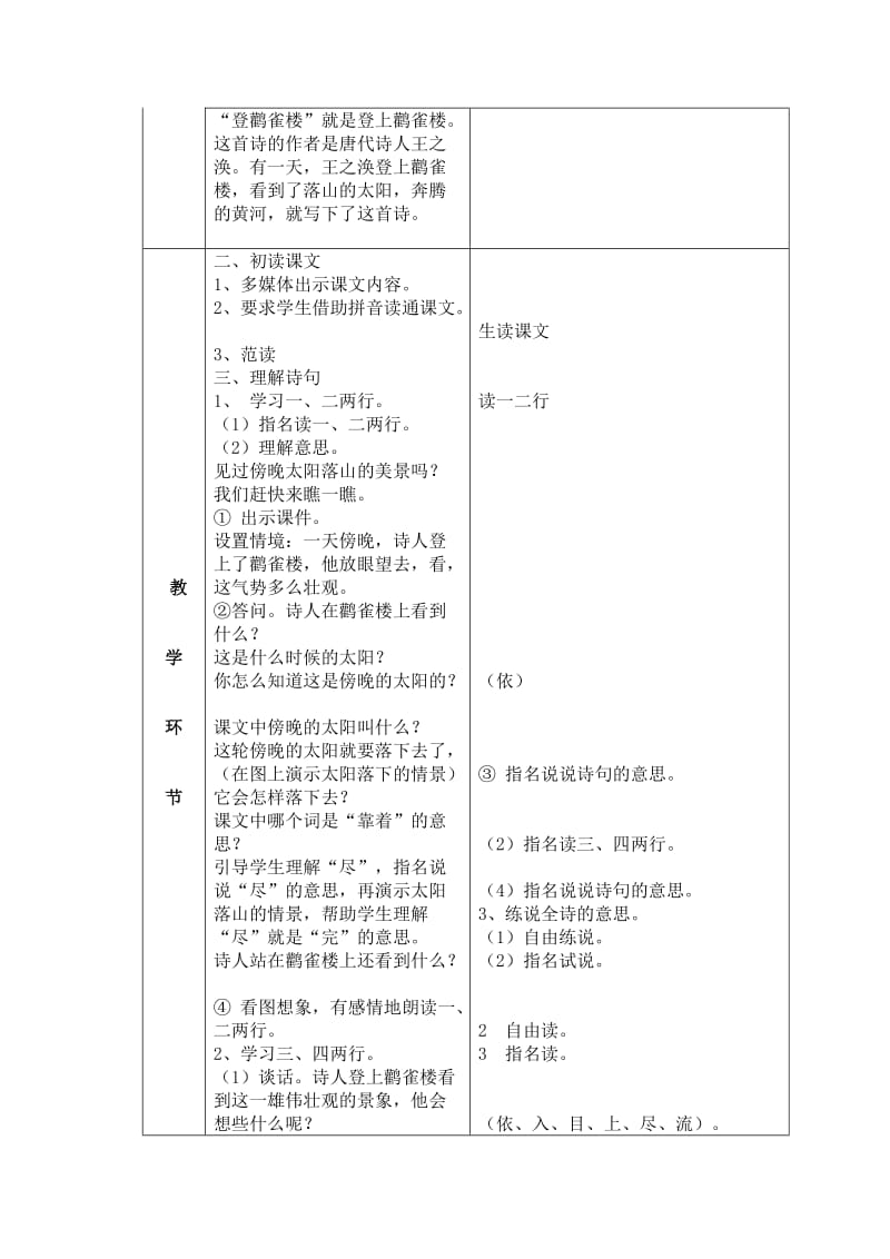 《登鹳雀楼》第一课时教学设计.doc_第2页