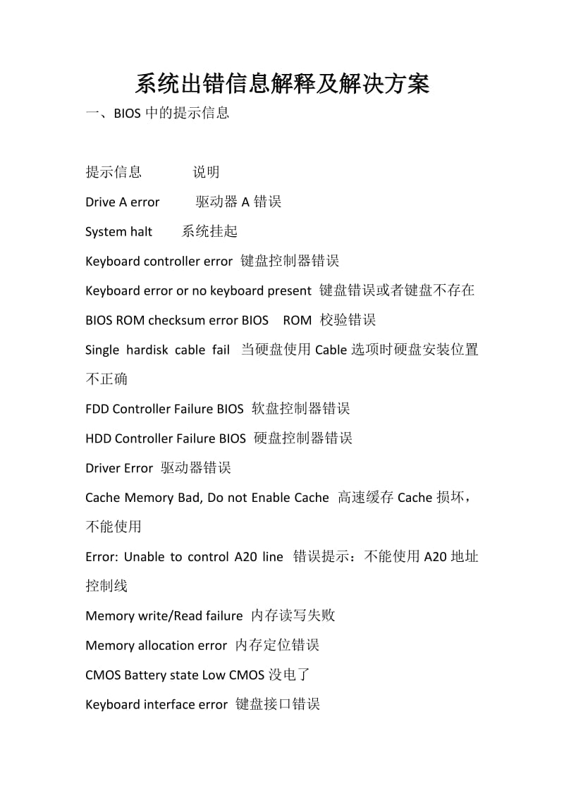 系统出错信息解释及解决方案.docx_第1页