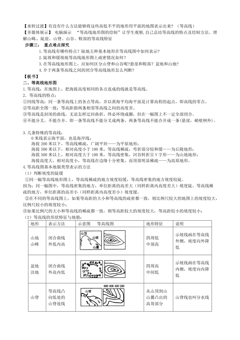 等高线与地形图专题复习教案.doc_第2页