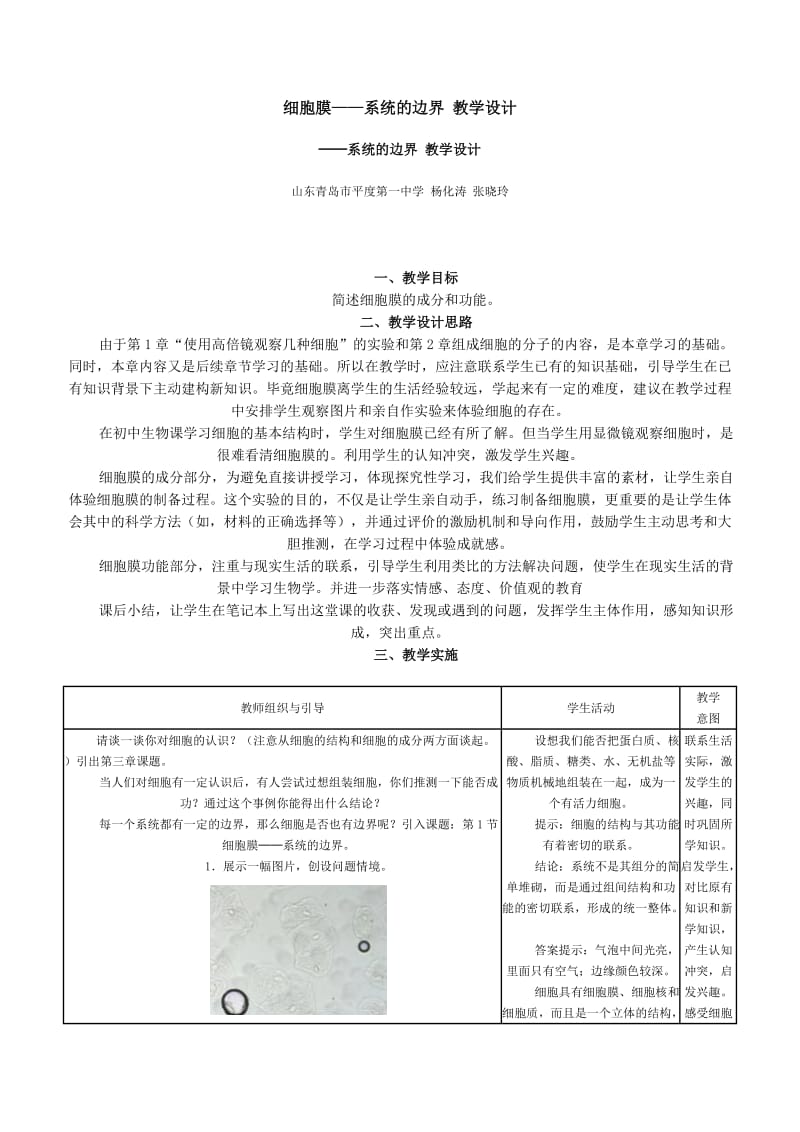 细胞膜-系统的边界教学设计.doc_第1页