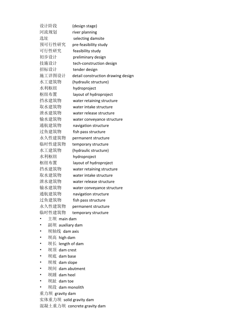 水利水电工程专业英语词汇和句子.docx_第1页