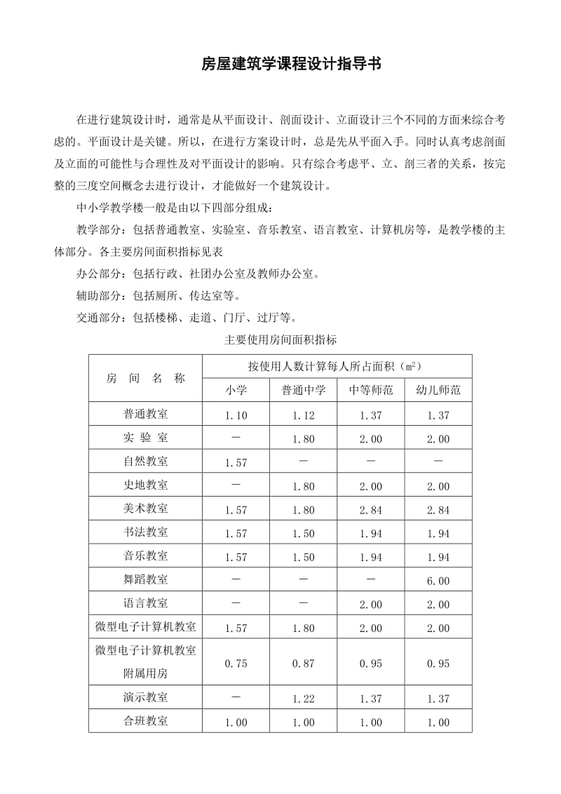 房屋建筑学课程设计指导书(中学教学楼).doc_第1页