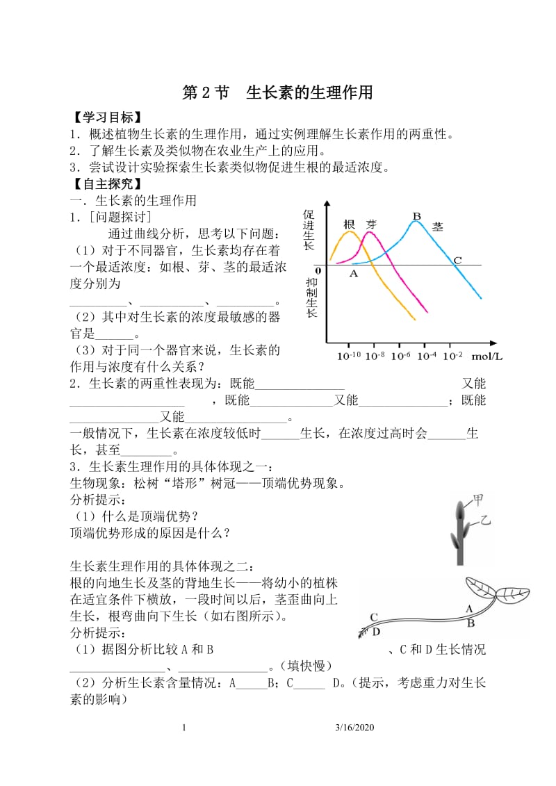 生长素的生理作用学案.doc_第1页