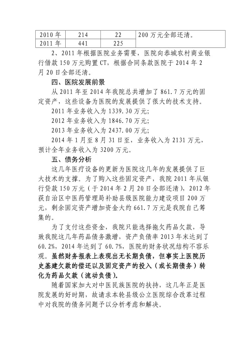 县级公立医院综合改革县中医医院债务情况说明.doc_第3页