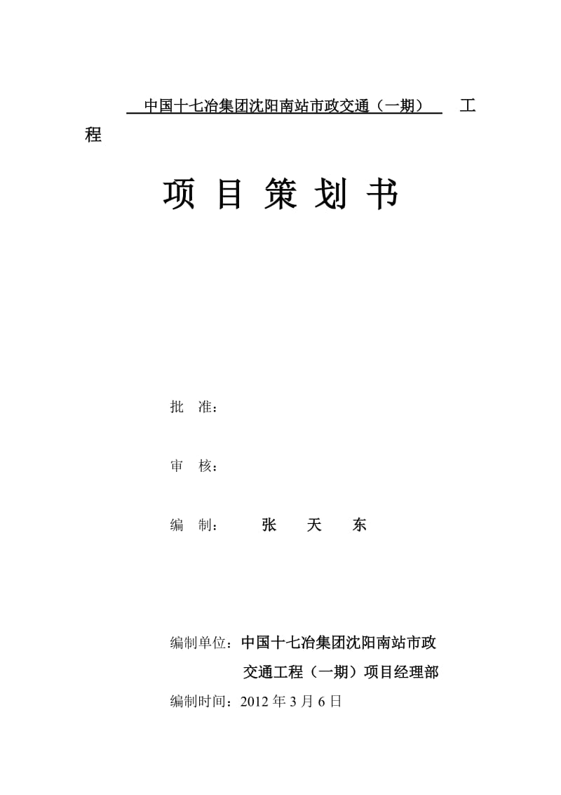 沈阳南站项目策划书最终版.doc_第1页
