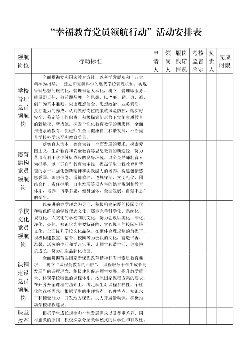 “幸福教育党员领航行动”活动安排表.doc_第1页