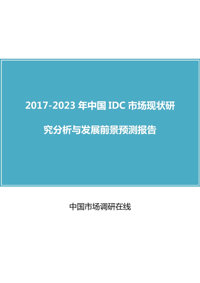 中国IDC市场研究分析报告.docx_第1页