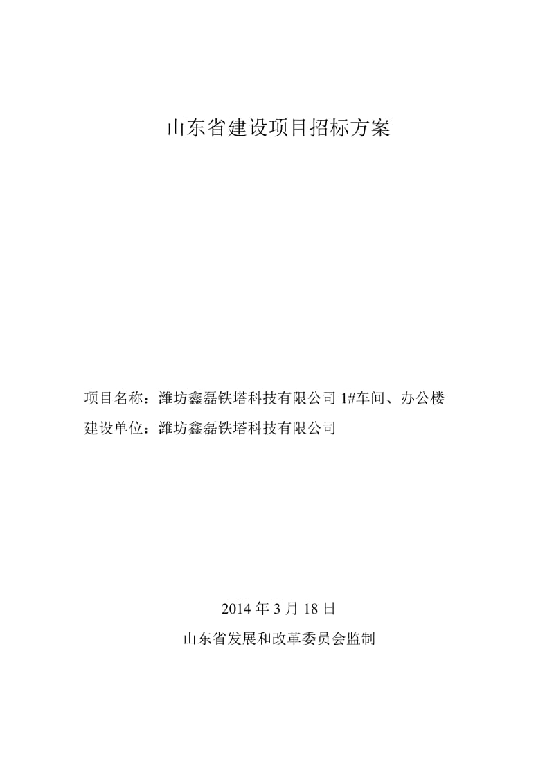 鑫磊铁塔山东省建设项目招标方案.doc_第1页