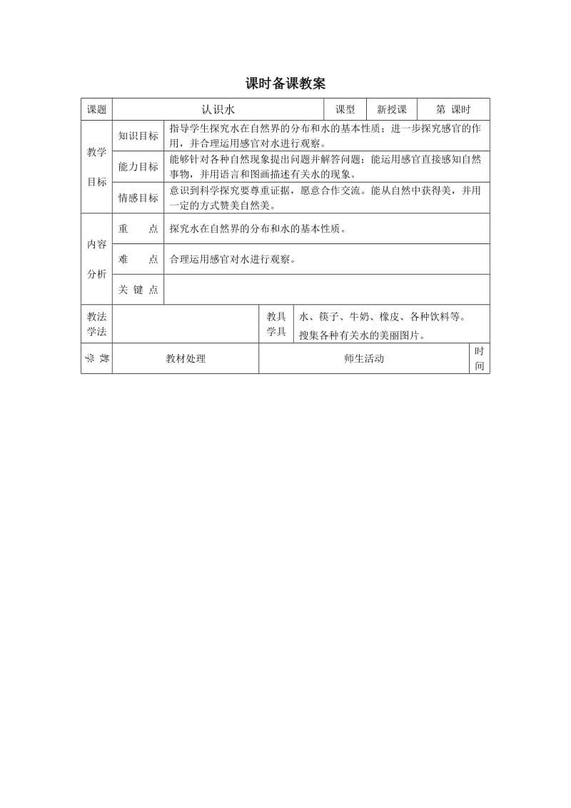 课时备课教案三上水的科学.doc_第1页