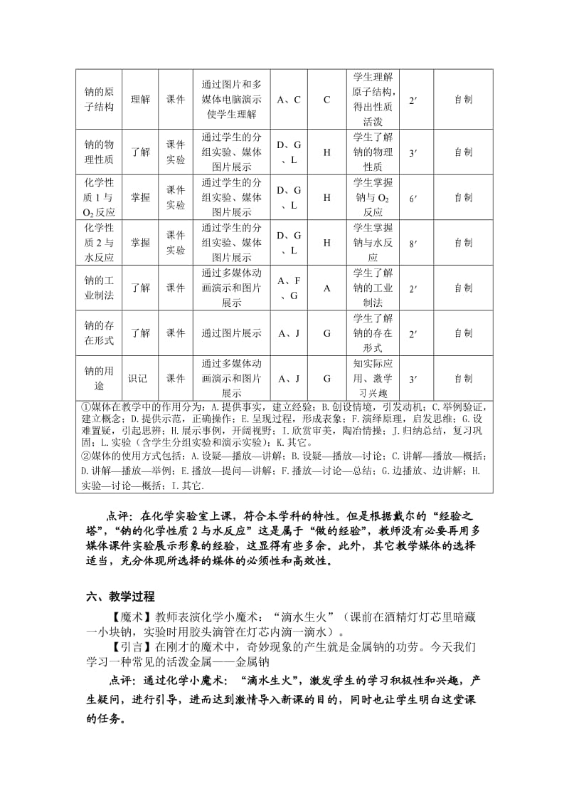 金属钠的性质与应用教学设计.doc_第3页