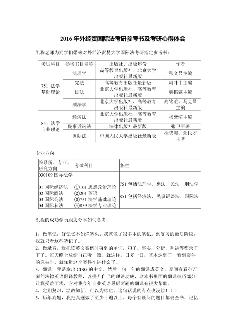 2016年外经贸国际法考研参考书及考研心得体会.doc_第1页