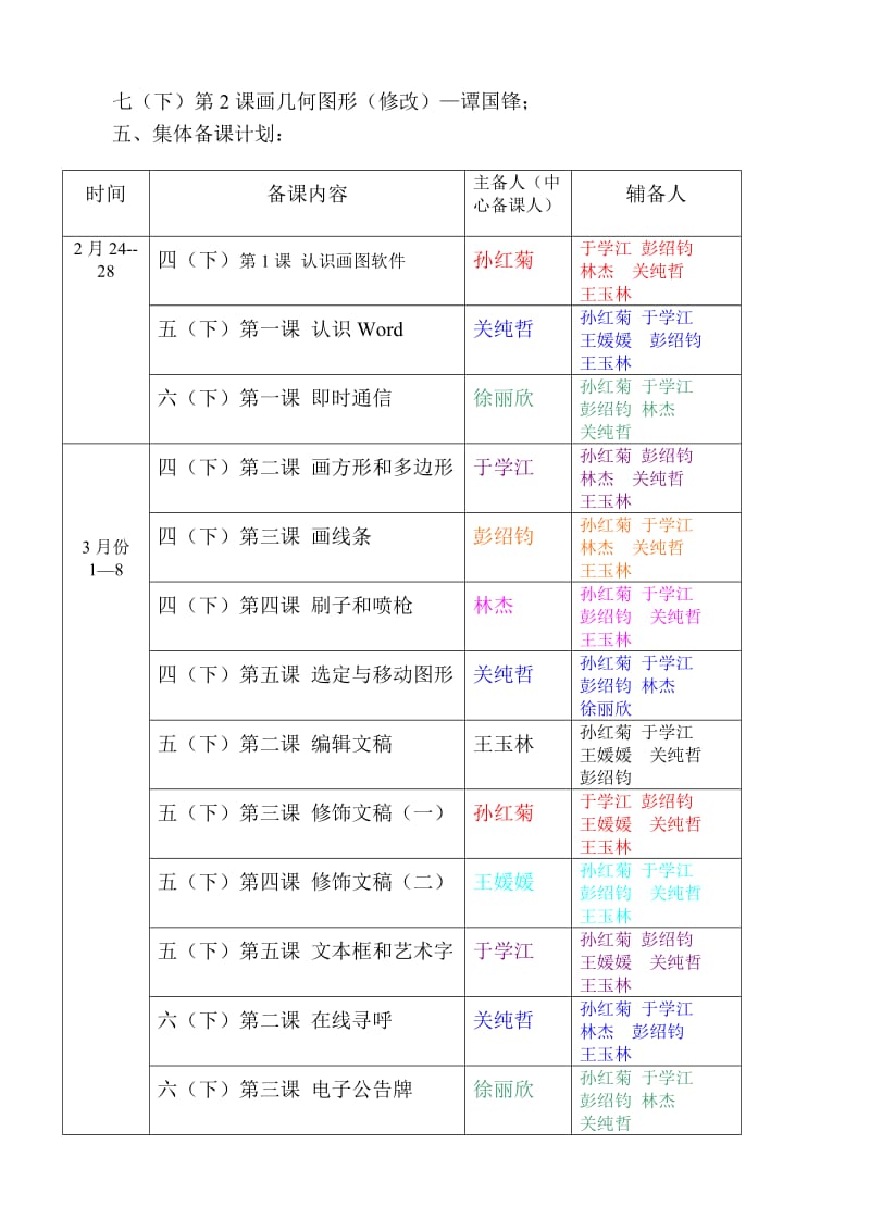 牙市区小学信息技术集体备课计划.doc_第2页