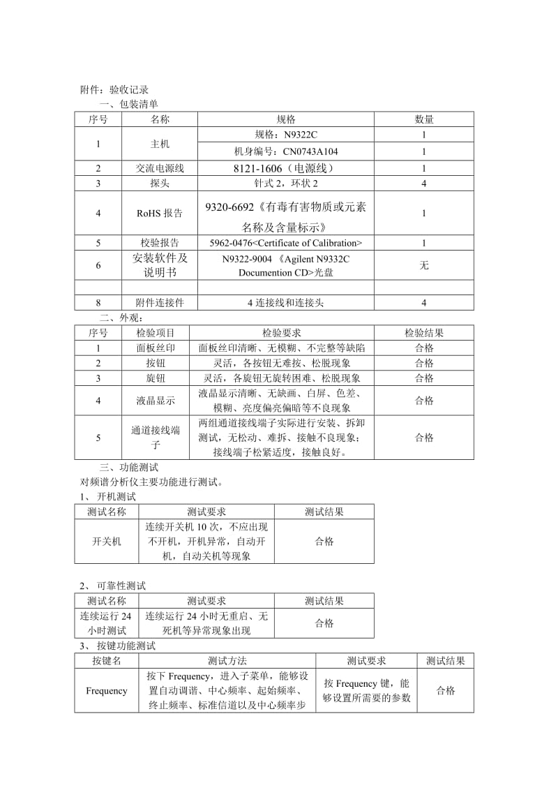 AgilentN9322C频谱分析仪验收测试报告.doc_第2页