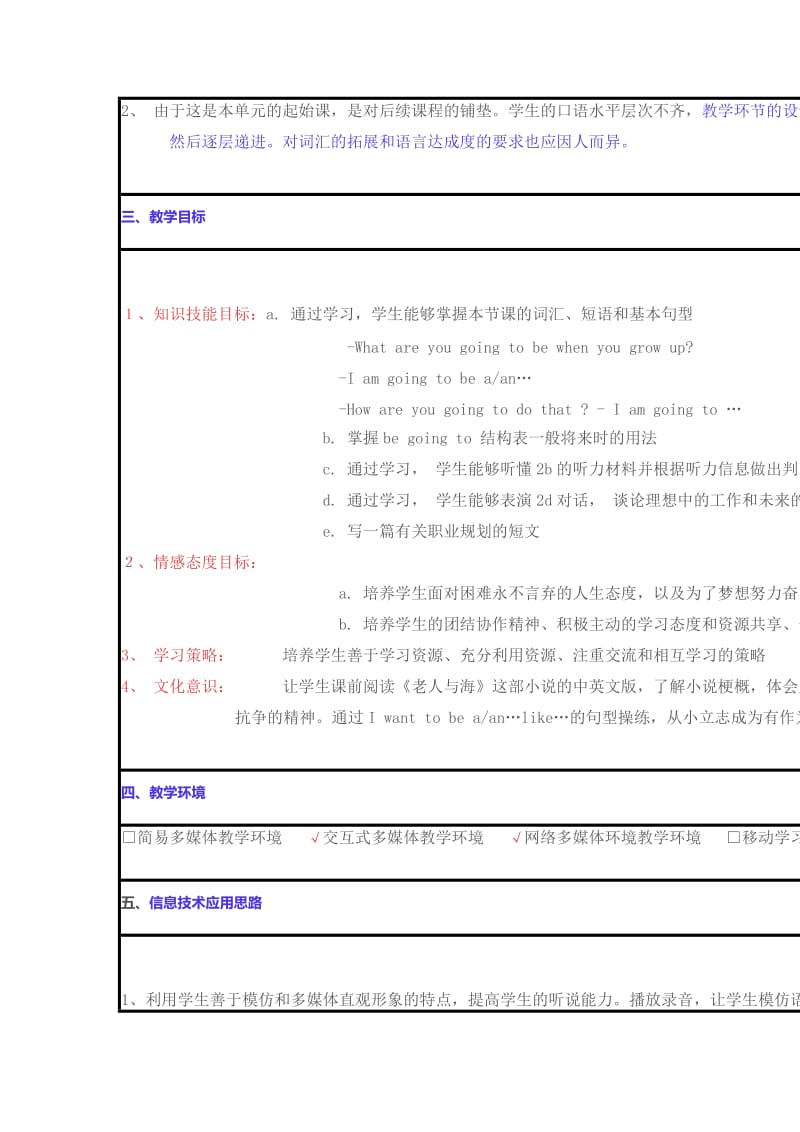 英语信息化教学设计模板UnitSectionAad.doc_第2页