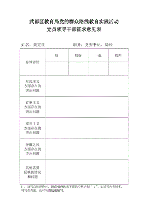 黨員領(lǐng)導(dǎo)干部征求意見表.doc