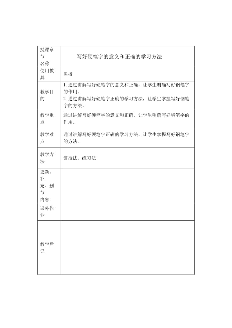 硬笔书法教案-写好硬笔字的意义和正确的学习方法.doc_第1页