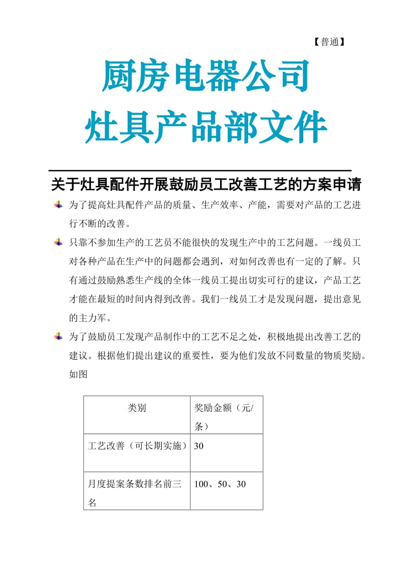 鼓励员工改善工艺方案申请.doc_第1页