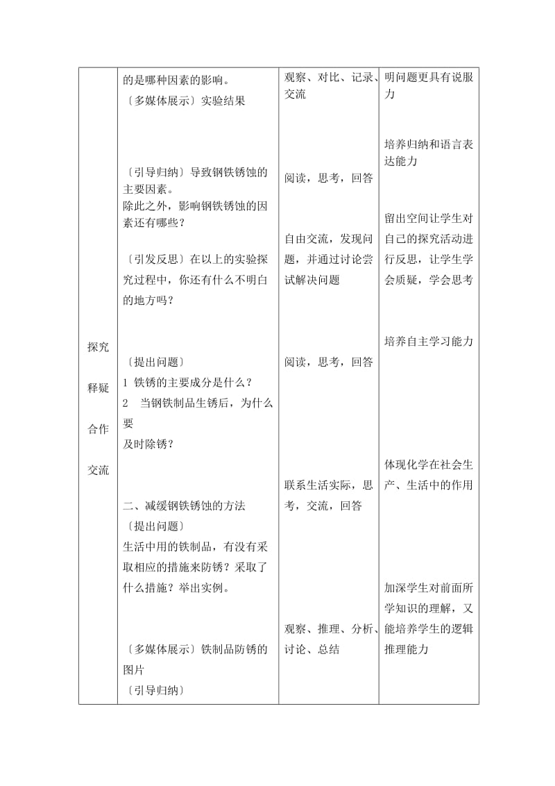 钢铁的锈蚀与防护教学设计.doc_第3页