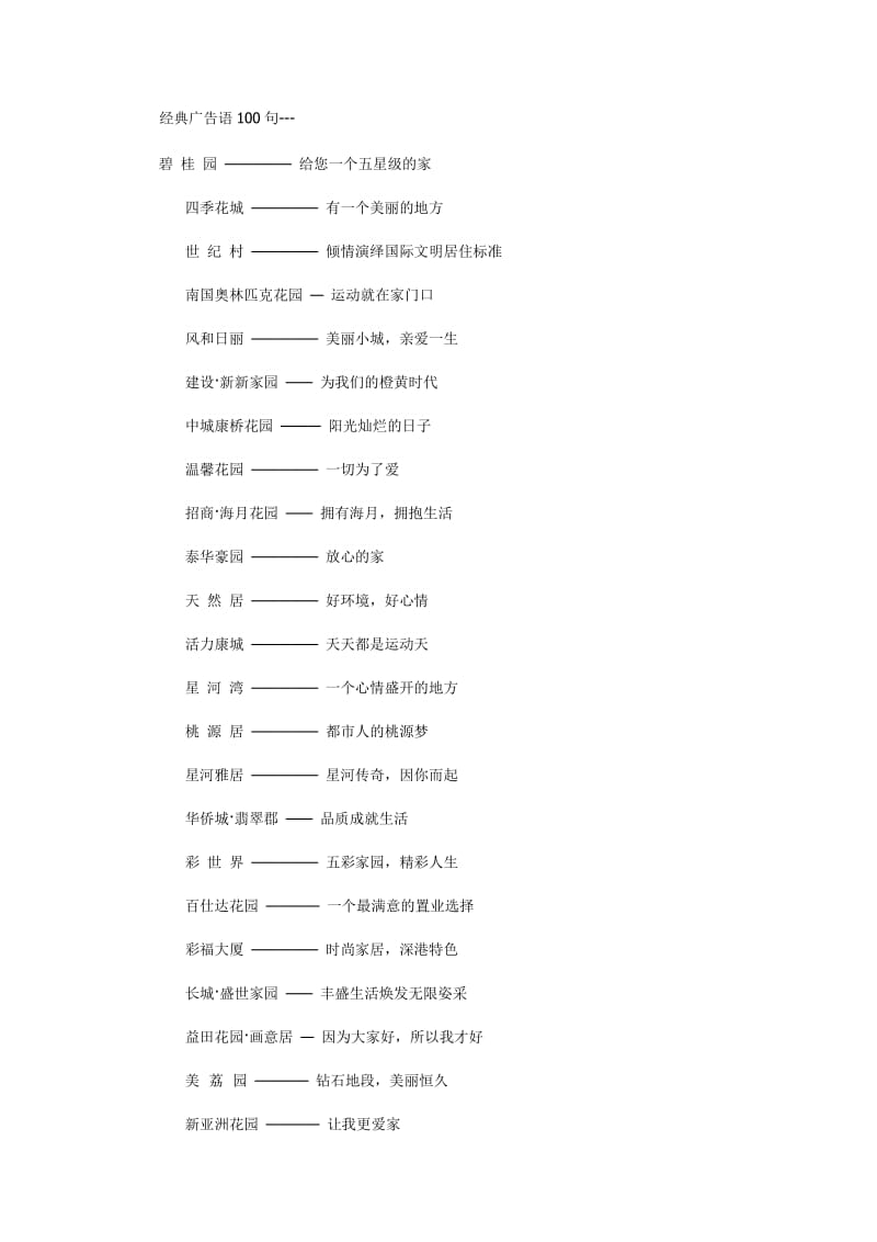 房地产100句广告语.doc_第1页