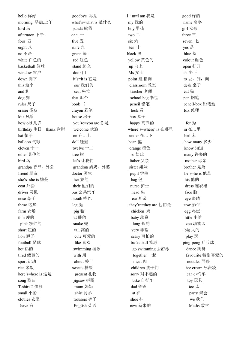 小学新标准英语第1-12册单词表(一年级起点).doc_第1页