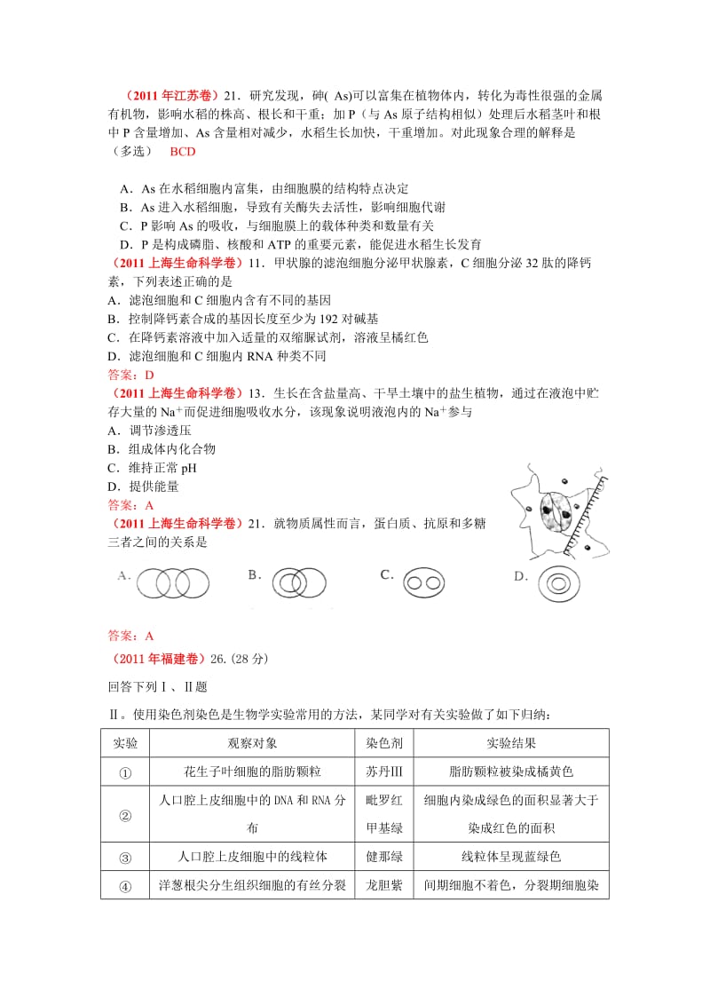 2011-2015五年生物高考真题分类汇编(细胞的分子组成).doc_第2页