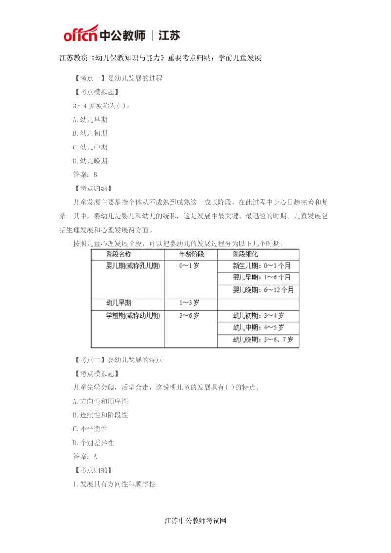 江苏教资《幼儿保教知识与能力》重要考点归纳：学前儿童发展.docx_第1页