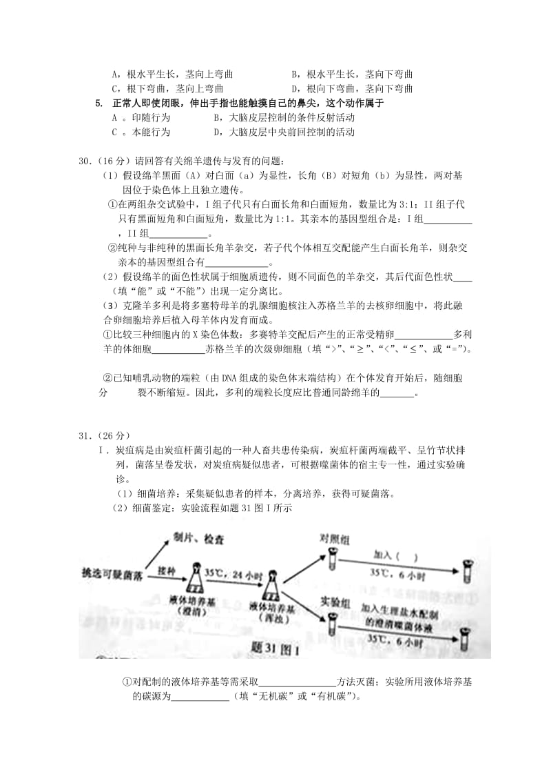 2010年高考试题-生物(重庆卷).doc_第2页