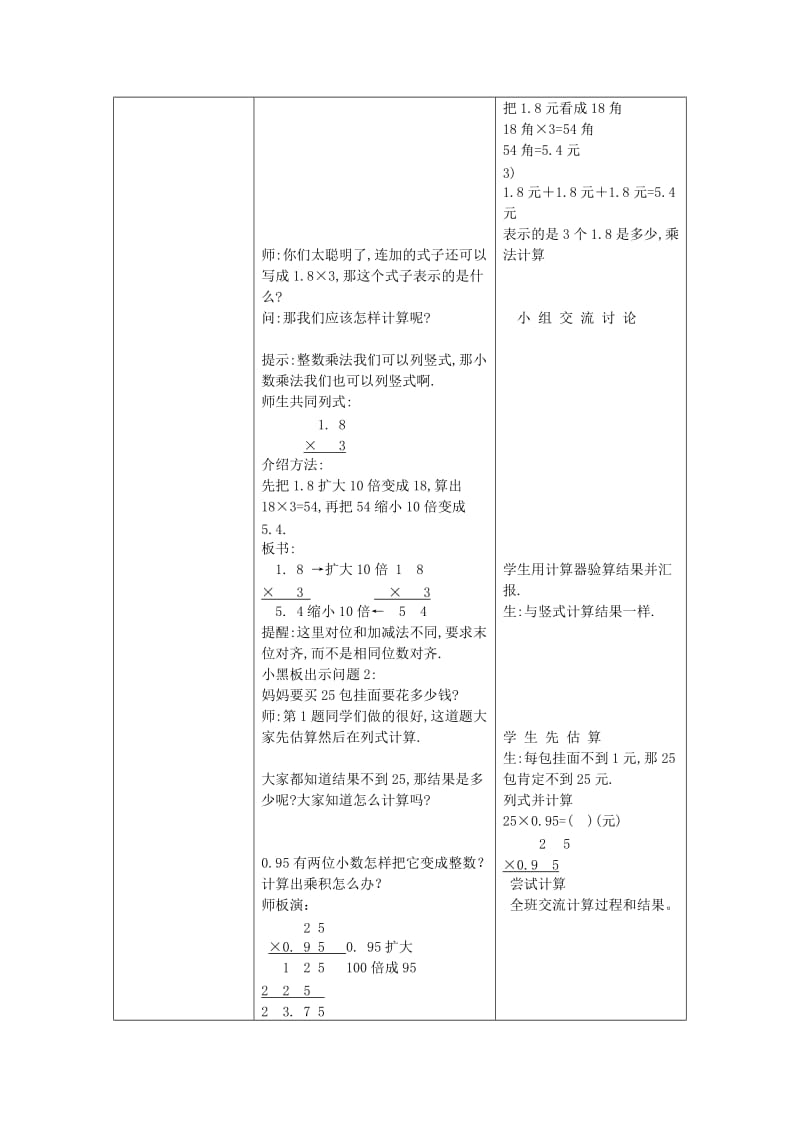 五年级数学上册《小数乘除法》教学设计冀教版.doc_第2页