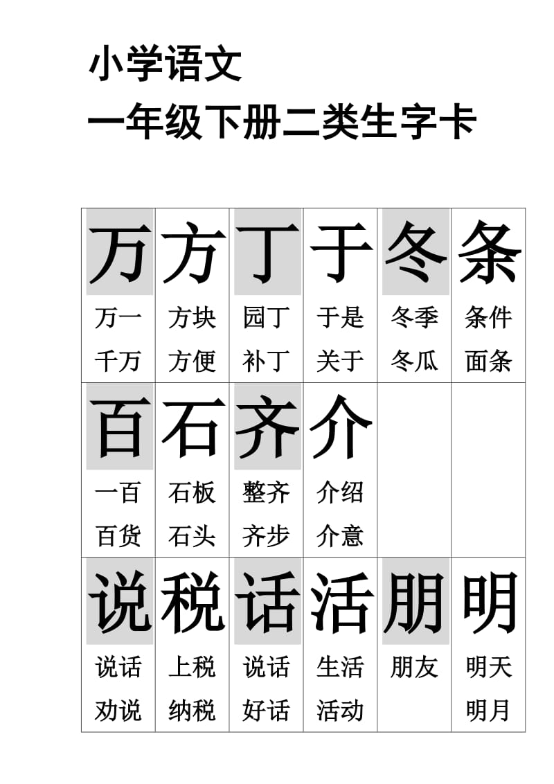 一年级下册二类生字形近字组词(字卡).docx_第1页