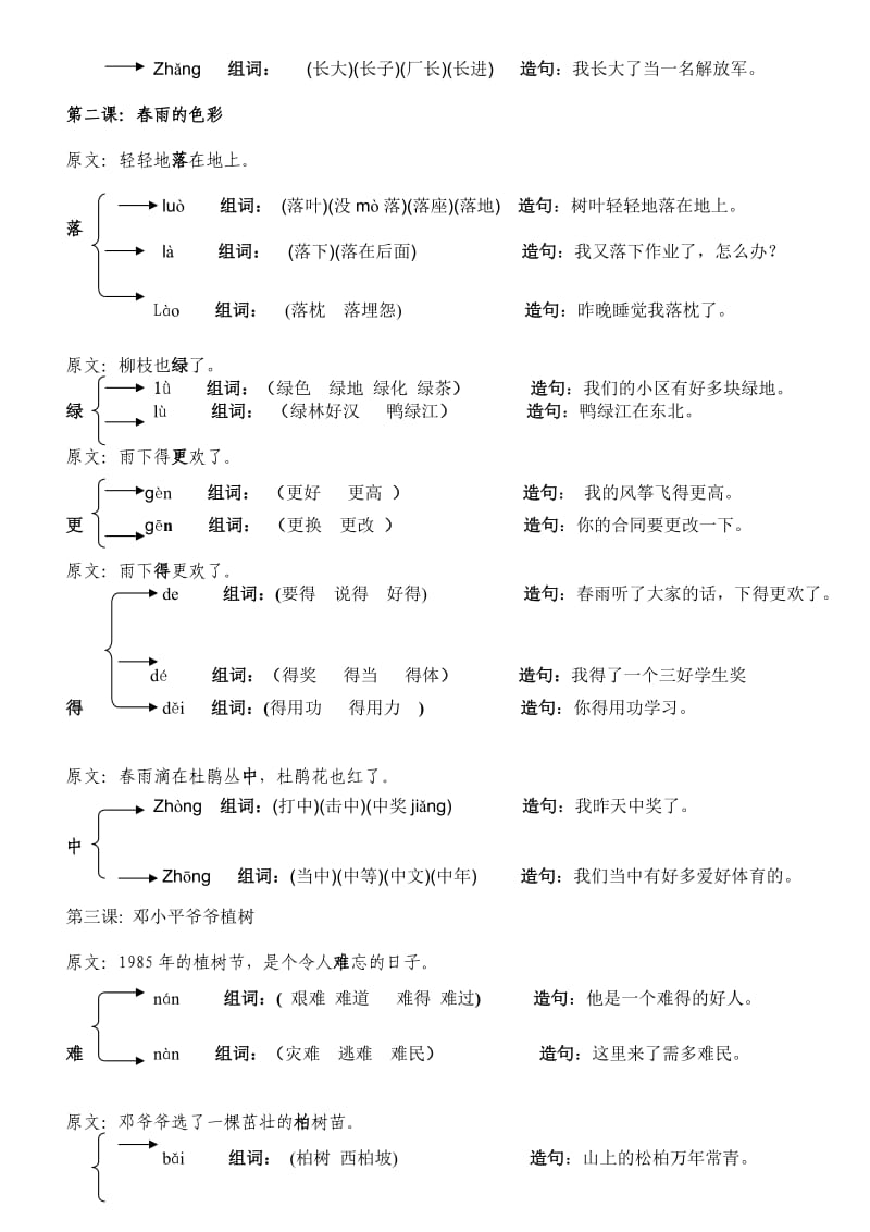 一年级语文下册课文中的多音字整理.doc_第2页