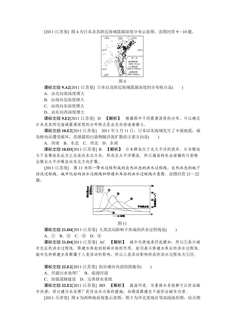 2011高考真题模拟新题分类汇编-自然资源和自然灾害.doc_第3页