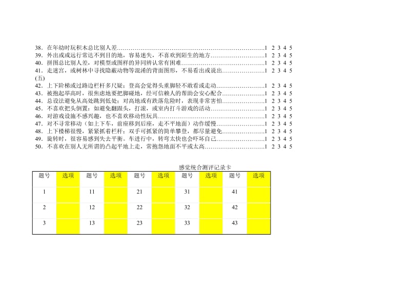 幼儿感觉统合发展评定量表.doc_第3页