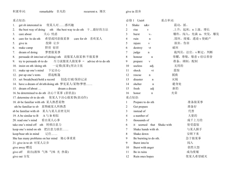 2010高考英语必修1选修8词组词汇大总结(人教新课标).doc_第3页