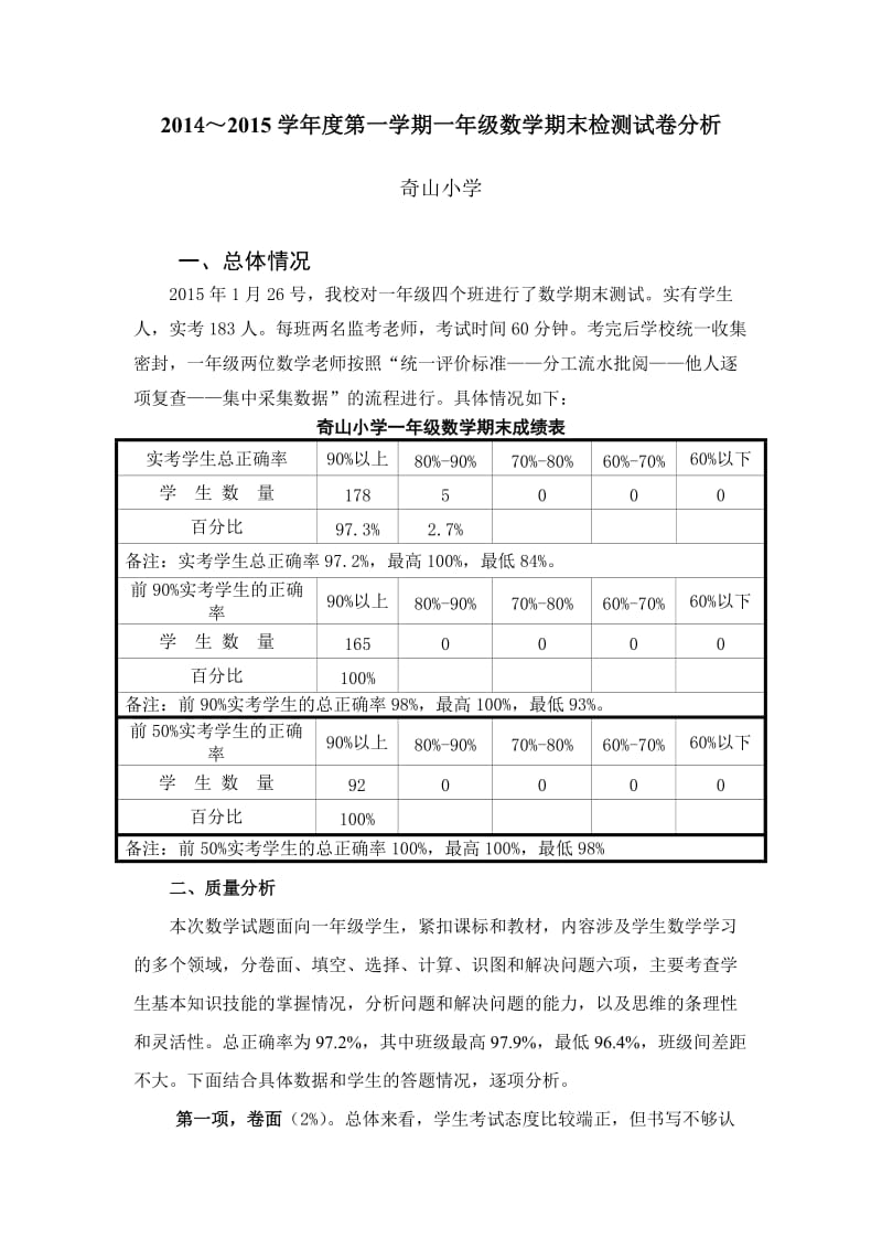 一年级数学期末试卷分析总.doc_第1页