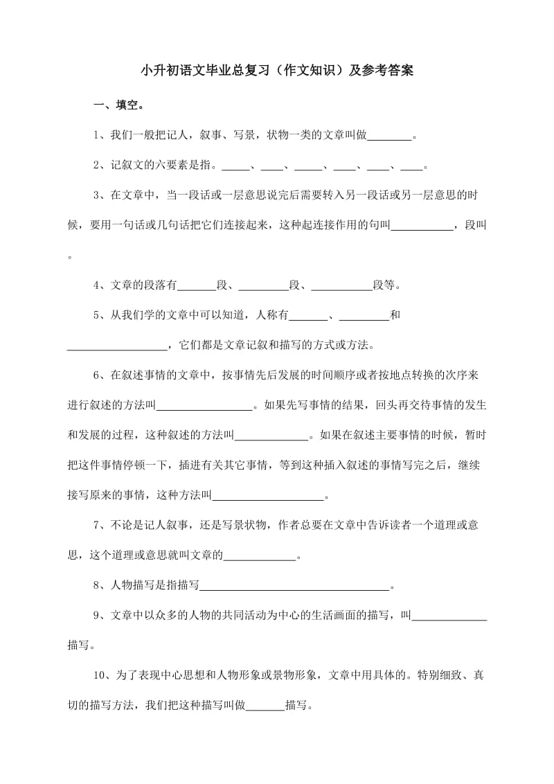 小升初语文毕业总复习(作文知识)及参考答案.doc_第1页