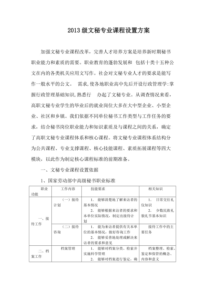 文秘专业课程设置方案.doc_第1页