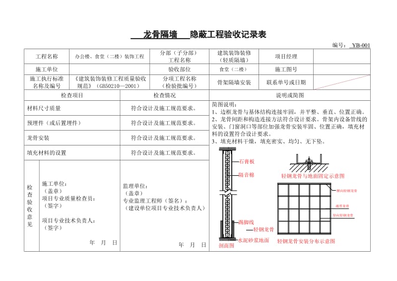 轻钢龙骨隔墙隐蔽.doc_第1页