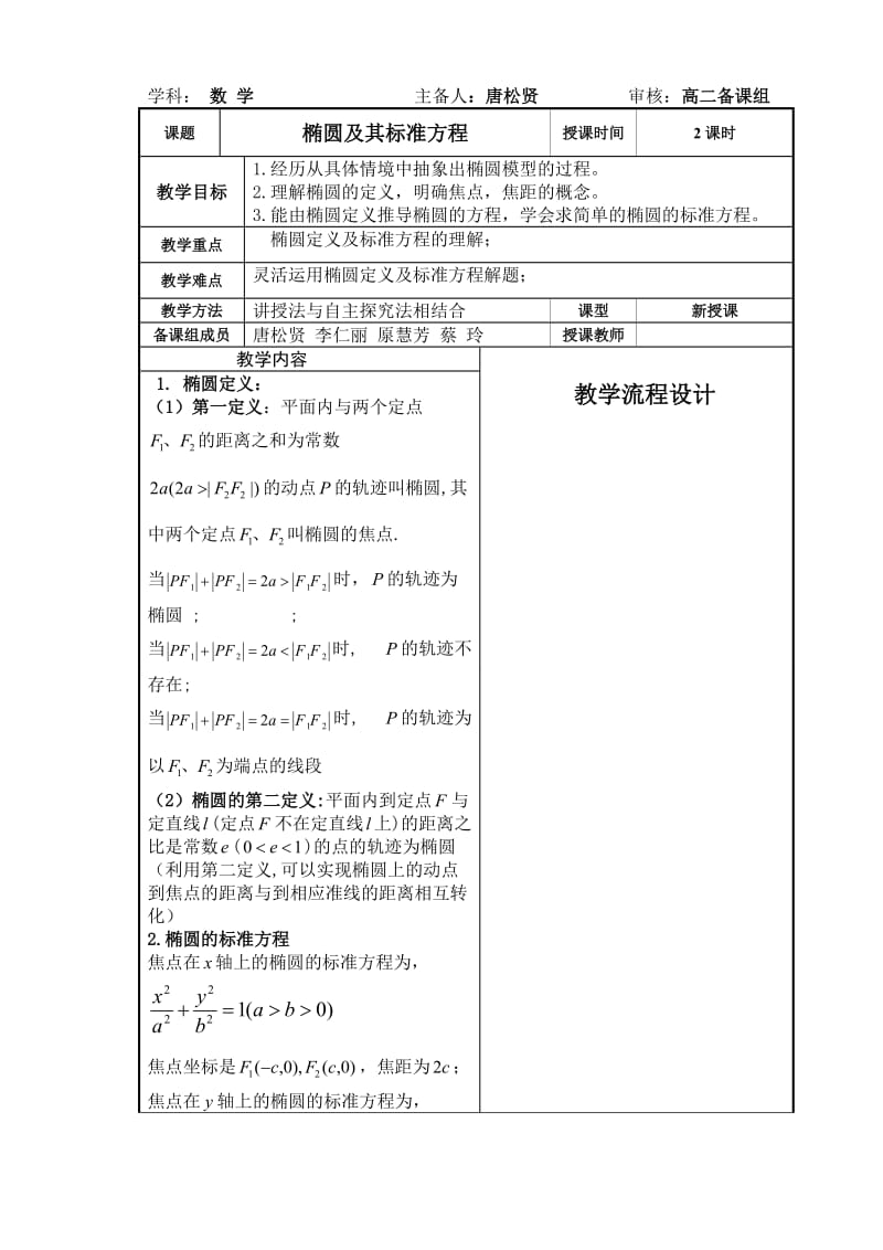 椭圆及抛物线教案.doc_第1页