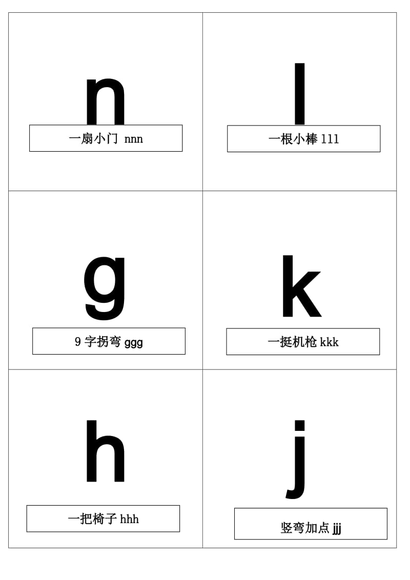 小学生汉语拼音字母表卡片(加口诀).doc_第2页