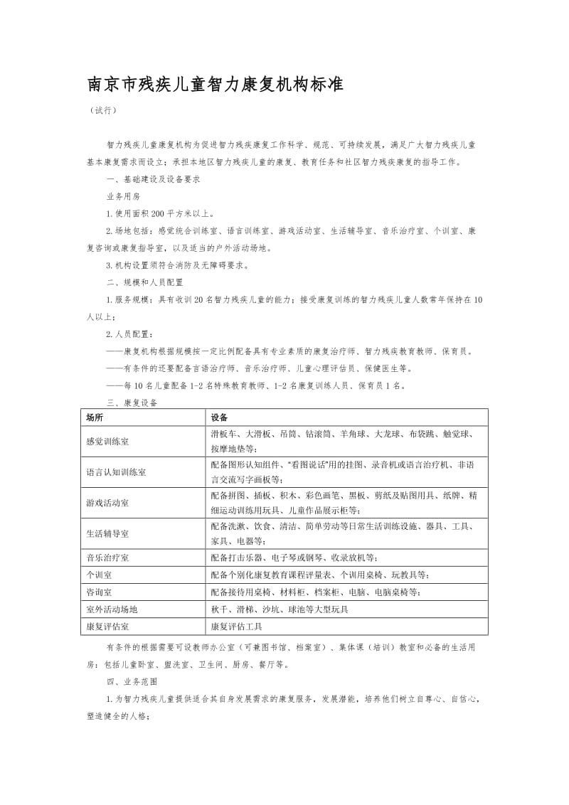 南京市残疾儿童康复机构建设标准.docx_第1页