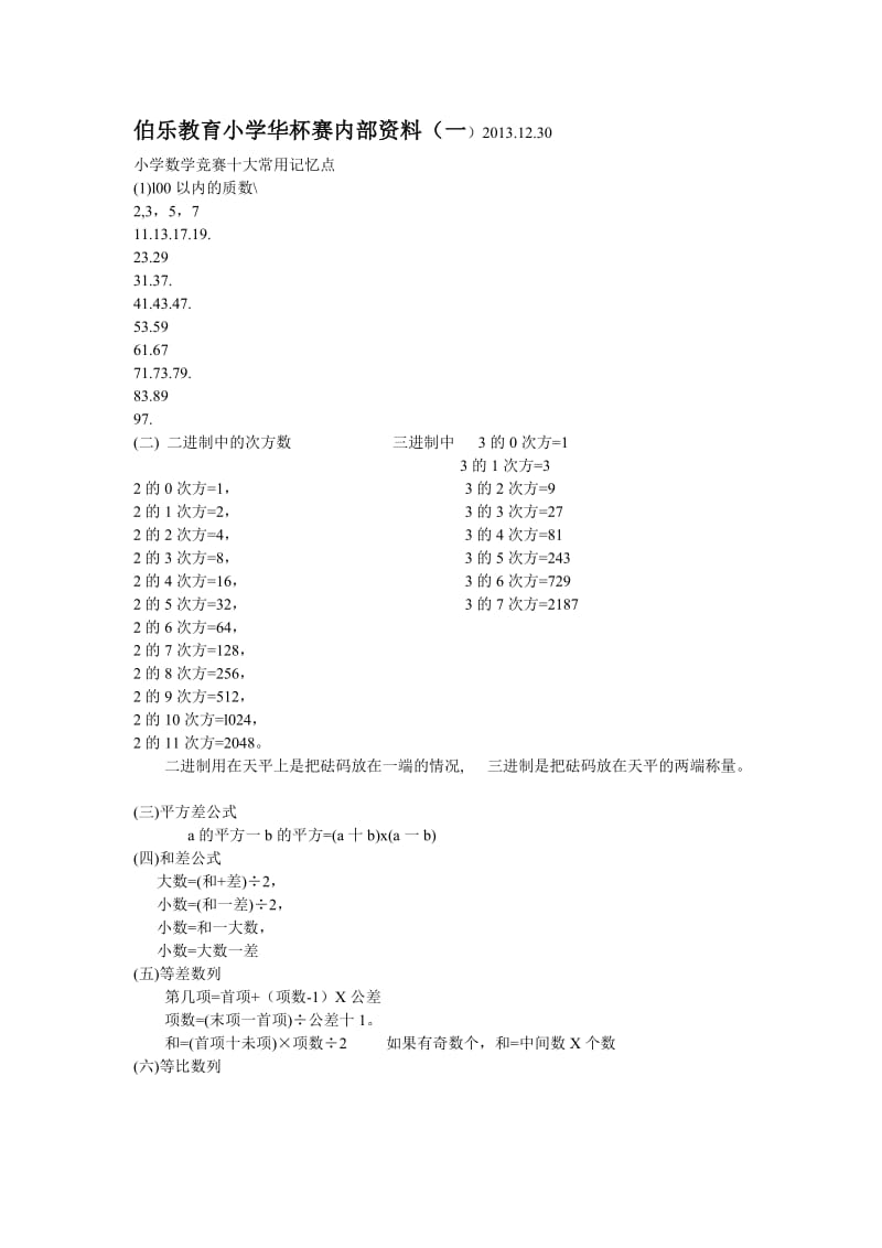 小学数学竞赛十大常用记忆点.doc_第1页