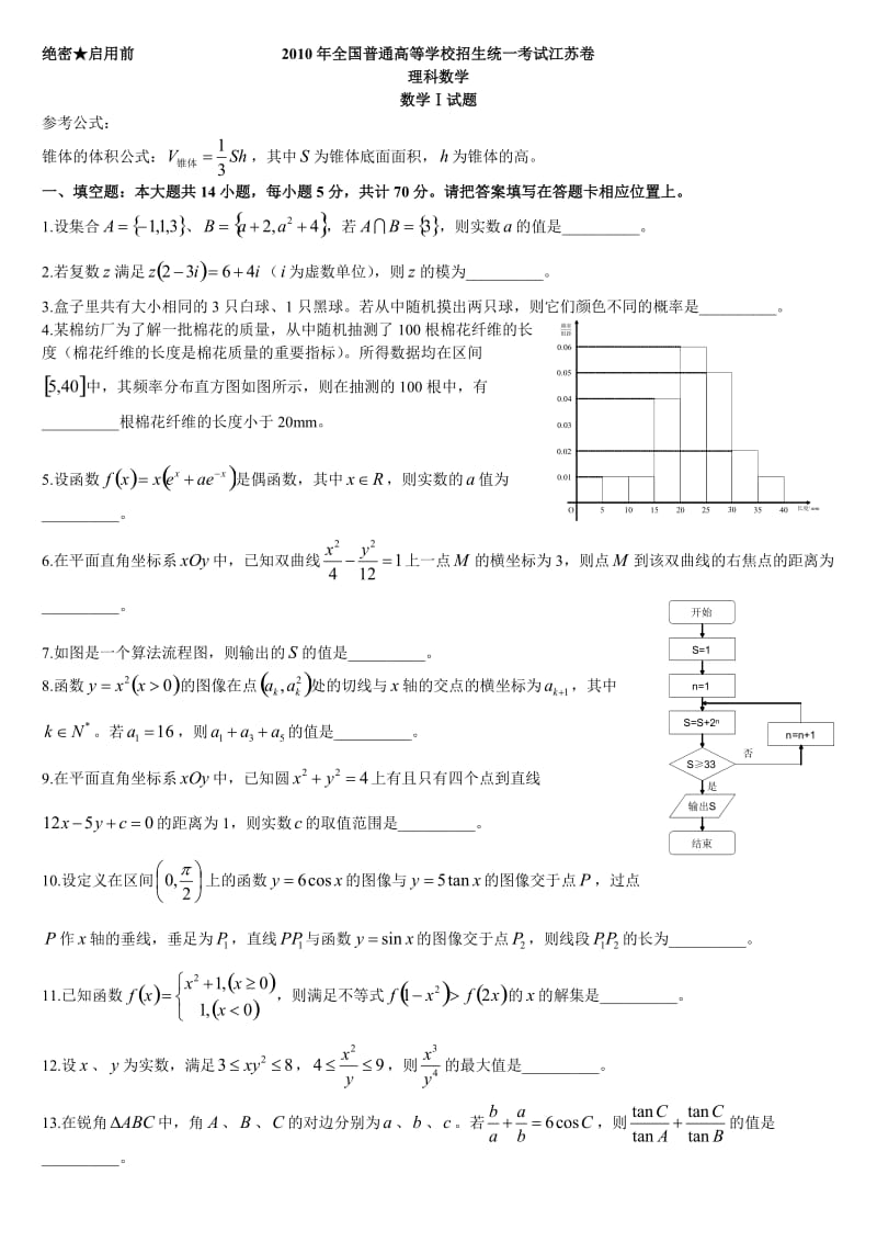 2010年江苏省高考理科数学卷.doc_第1页