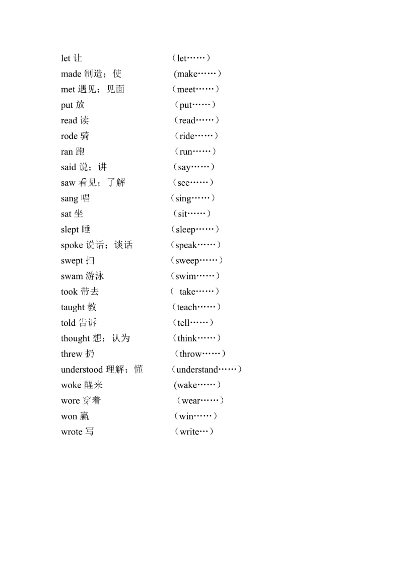 小学英语单词不规则过去式列表.doc_第2页