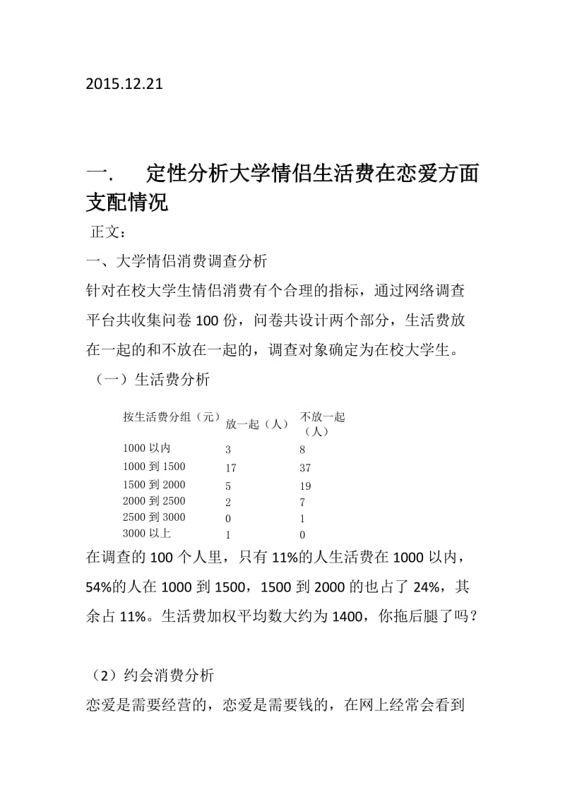 情侣生活费在恋爱方面支出情况统计学分析报告.doc_第2页