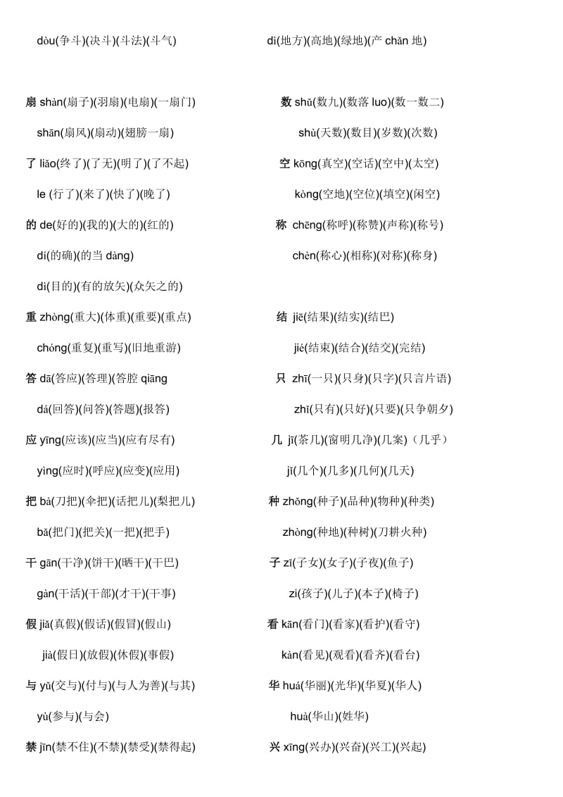 小学一年级语文下册多音字组词(JX).doc_第2页